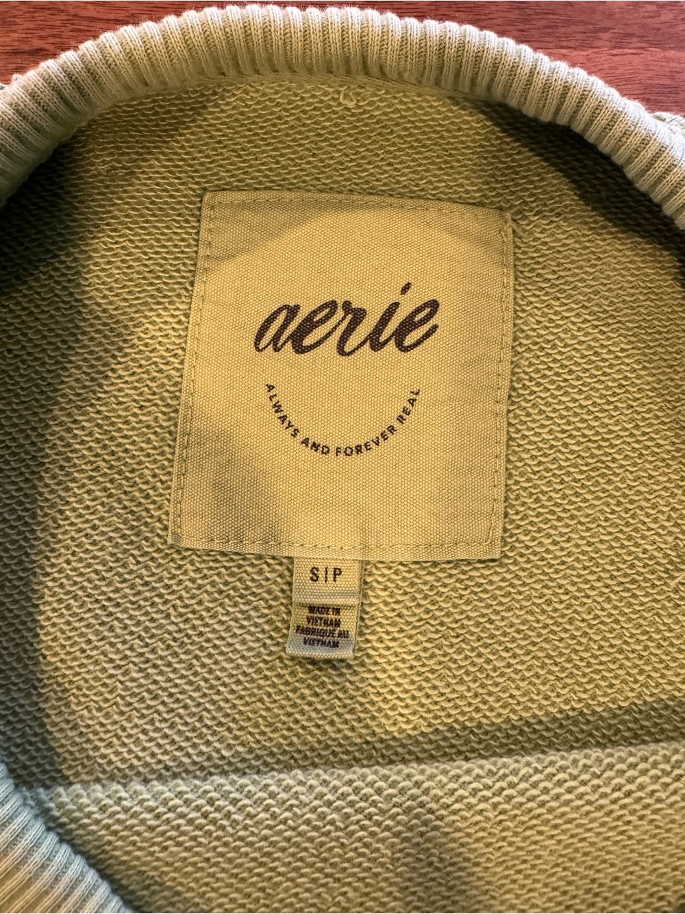 Aerie Sage Green Crochet Back Oversized Sweatshirt – Size S - Picture 3 of 6